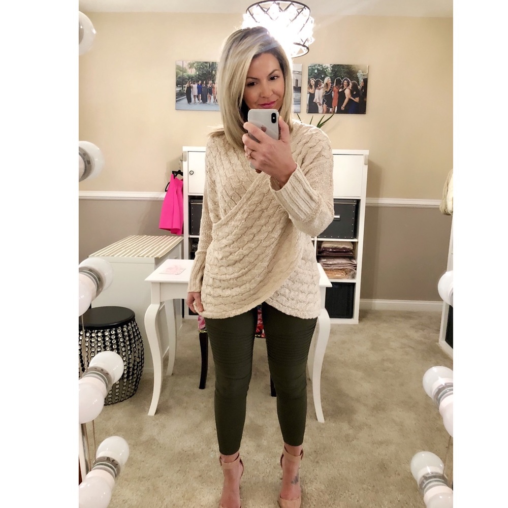 LAST ONE!!! Oatmeal Wrap Knit Sweater - Picture 5 of 6